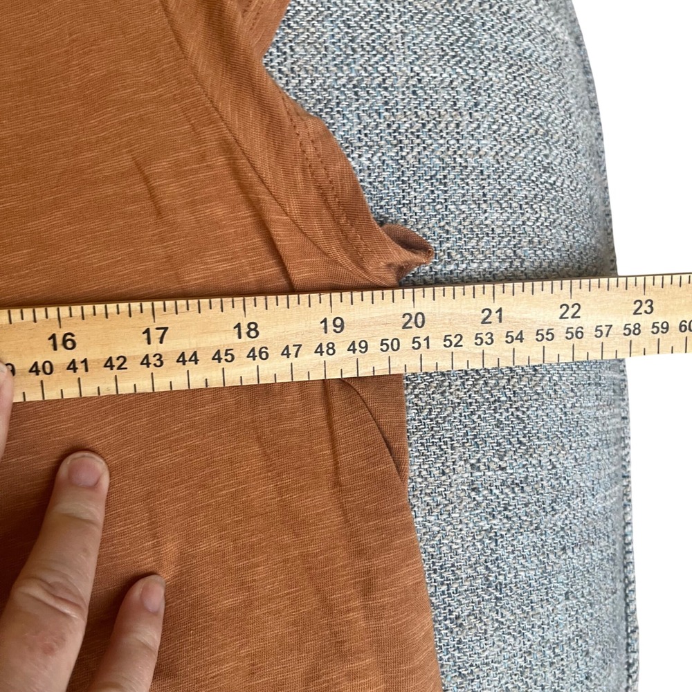 Sigrid Olsen Top Womens Large Orange Excellent Slub Knit Split Back Keyhole Cap - Picture 5 of 7